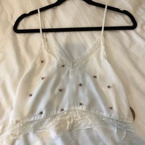 NWT white embroidered crop top